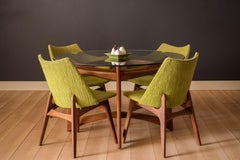 Mid Century Modern Walnut and Glass Compass Dining Table by Adrian Pearsall