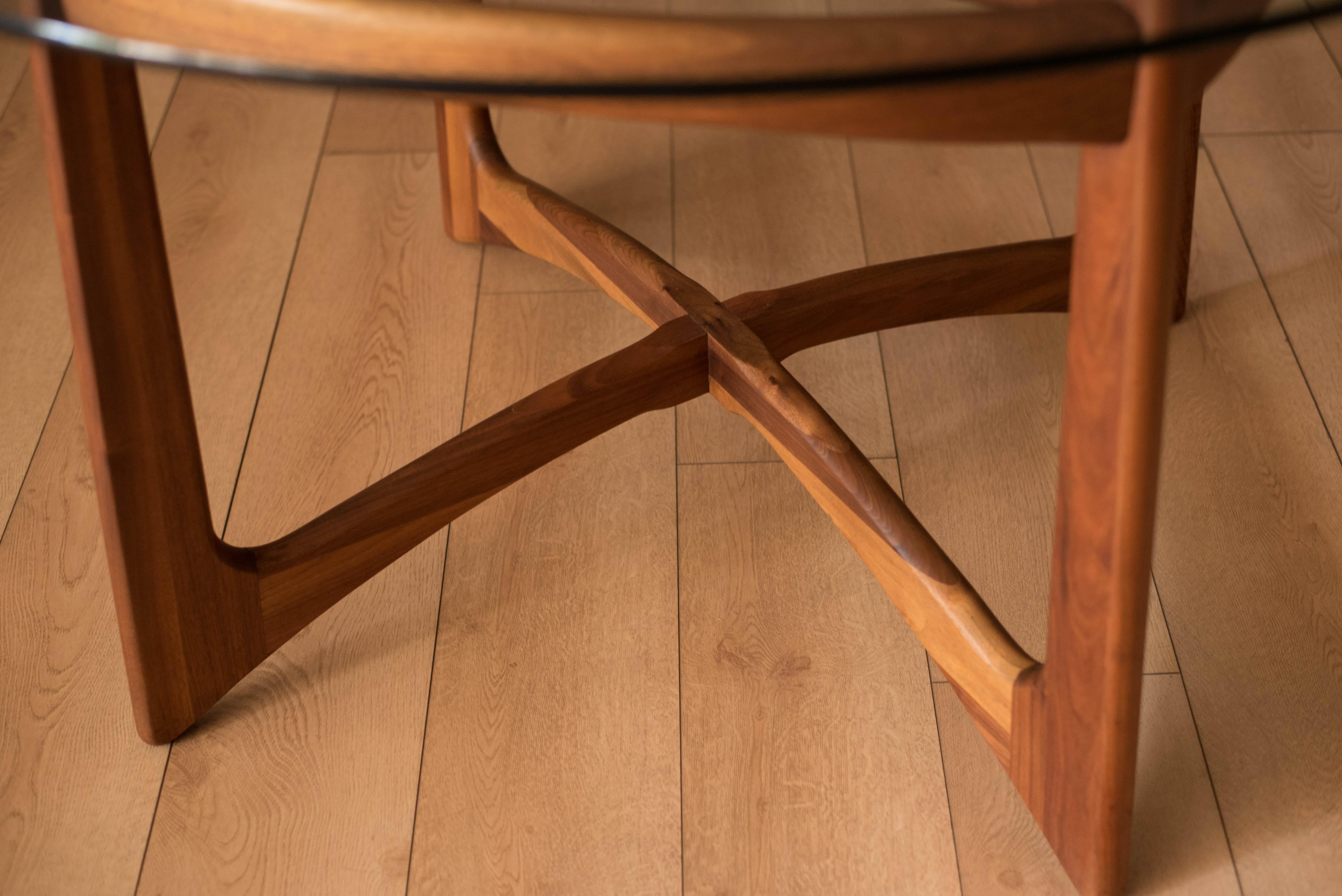 Mid Century Modern Walnut and Glass Compass Dining Table by Adrian Pearsall In Good Condition In San Jose, CA