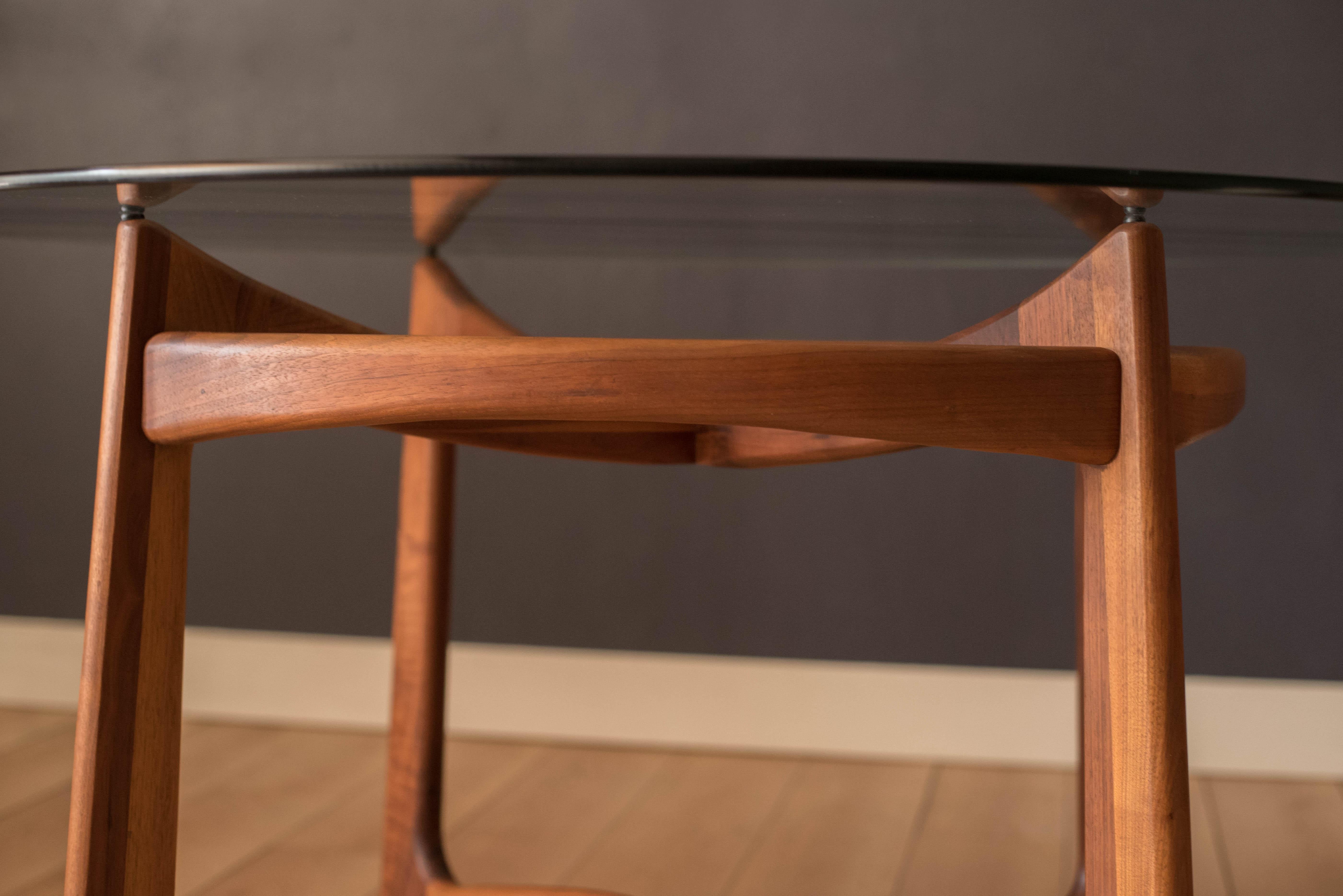 Mid-20th Century Mid Century Modern Walnut and Glass Compass Dining Table by Adrian Pearsall