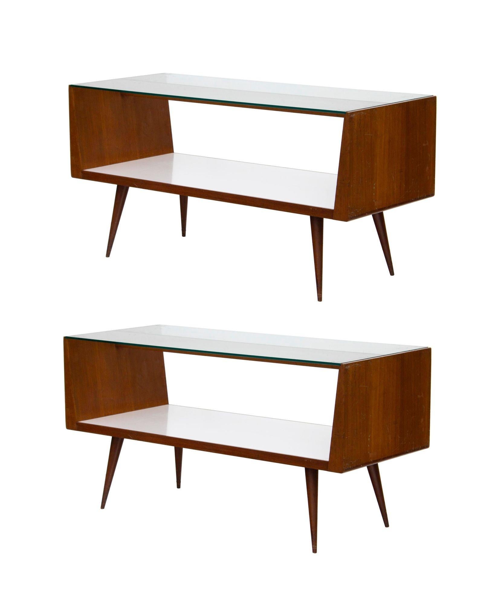 Mid-Century Modern Walnut and Glass Display Cases, a Pair For Sale 8