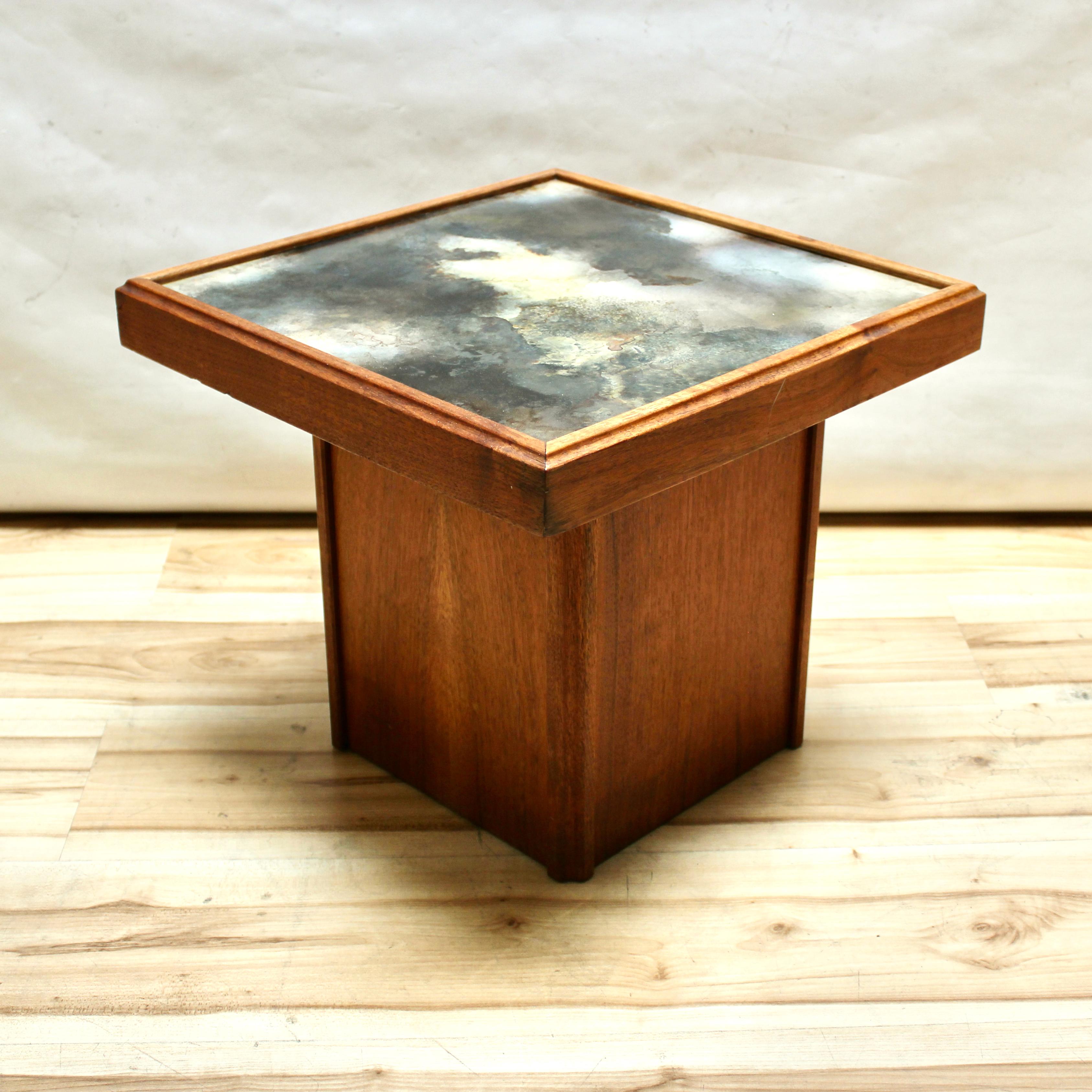 American Mid-Century Modern Walnut and Glass End Table by John Keal for Brown Saltman