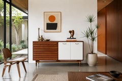 Mid-Century Modern Walnut and Lacquer Credenza by American of Martinsville