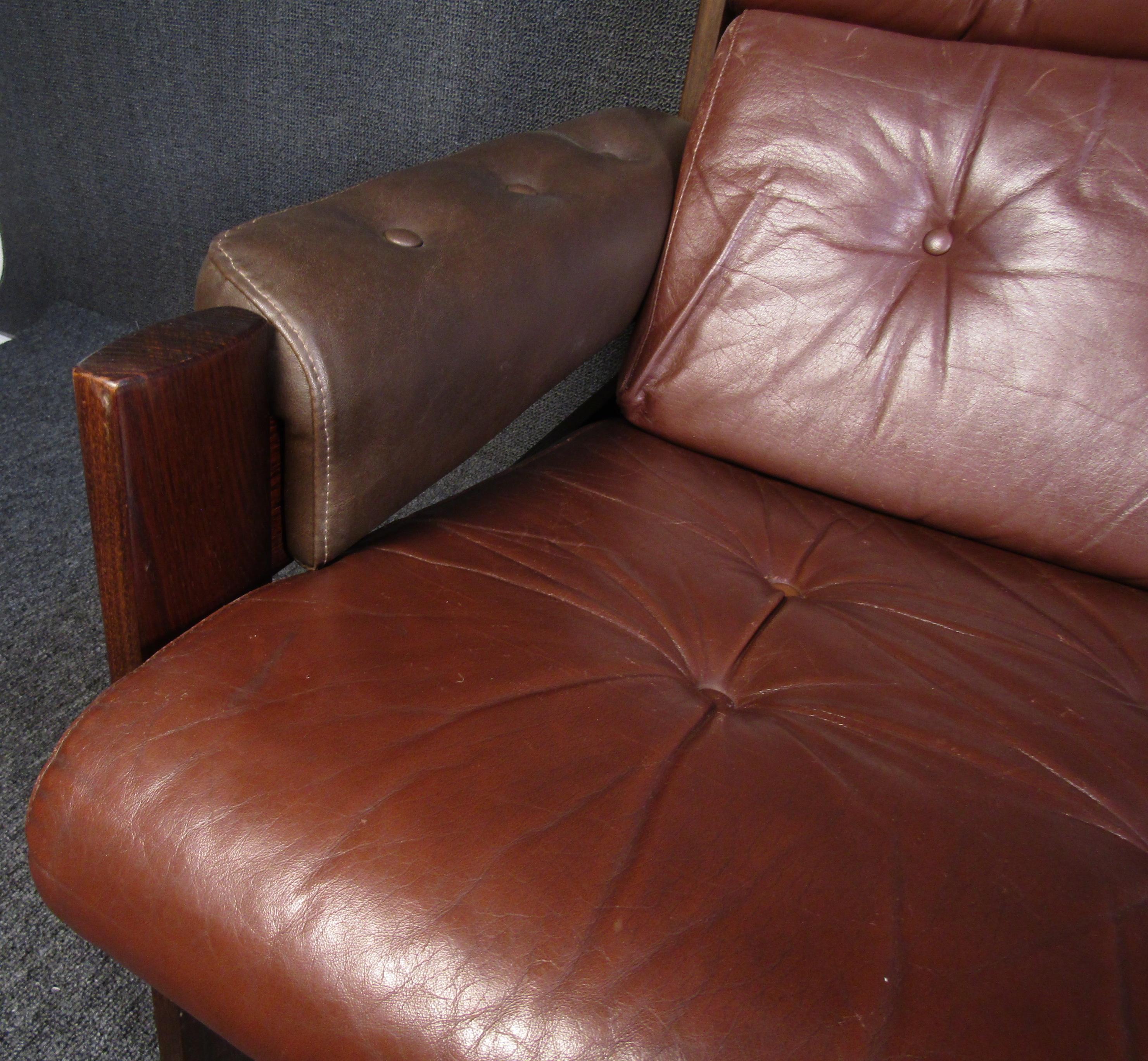 walnut leather couch