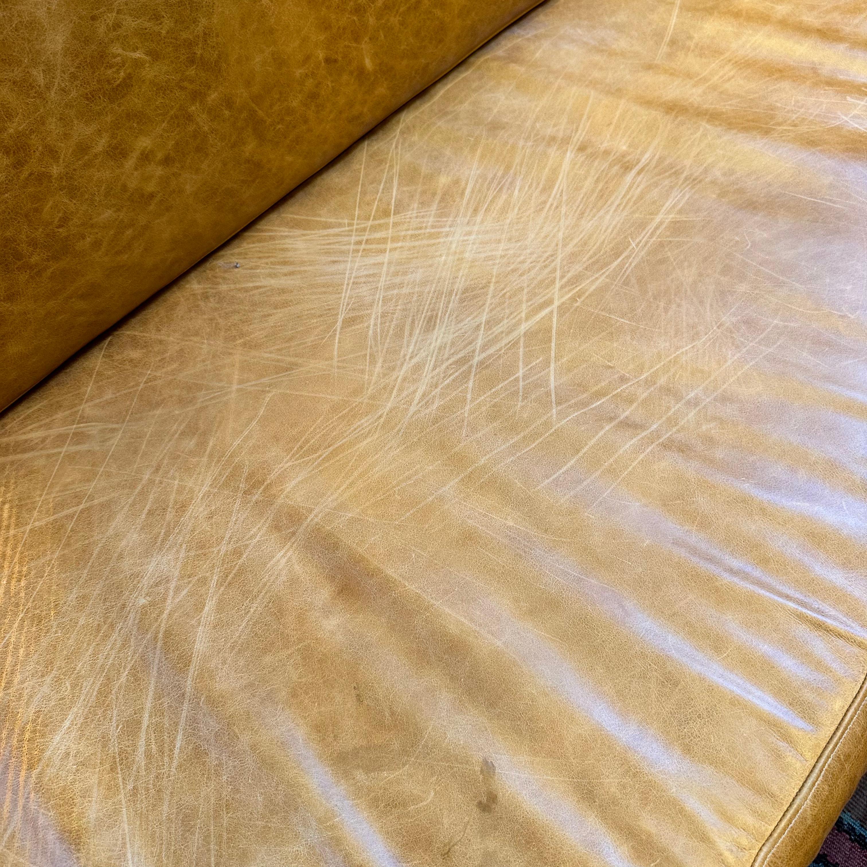 Mid-Century Modern Walnut and Leather Sofa with End Table by Lane 5