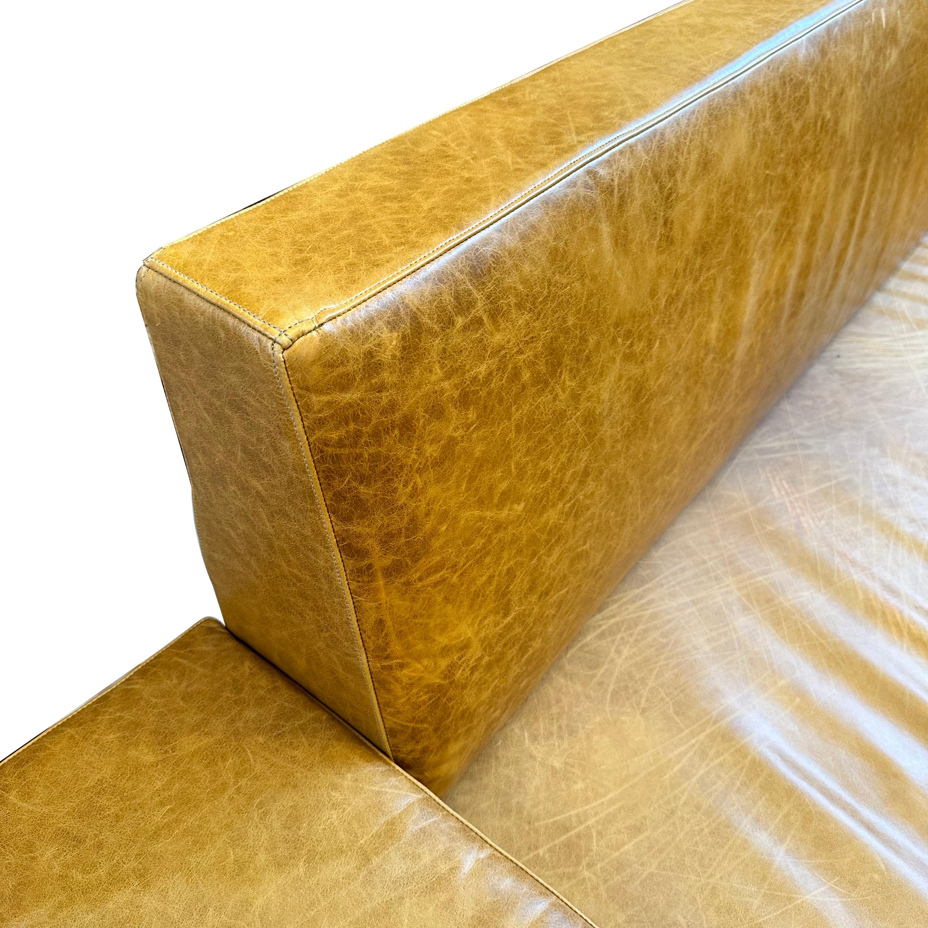 Mid-Century Modern Walnut and Leather Sofa with End Table by Lane 4