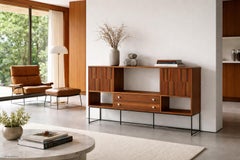 Mid-Century Modern Walnut and Rosewood Display Cabinet by Stanley