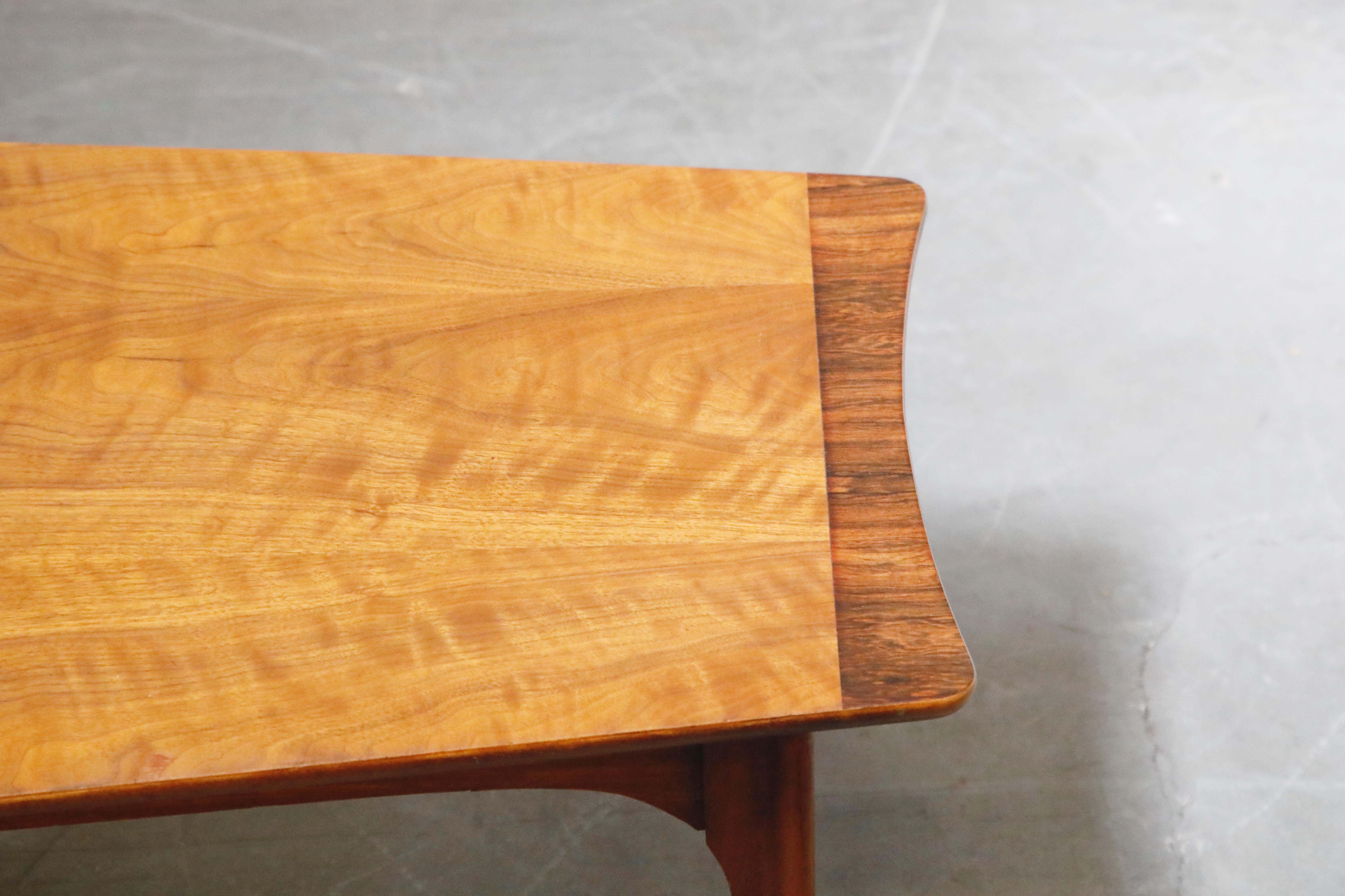 Mid-Century Modern Walnut and Rosewood Surfboard Shaped Coffee Table, circa 1970 2