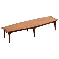 Mid-Century Modern Walnut and Rosewood Surfboard Shaped Coffee Table, circa 1970