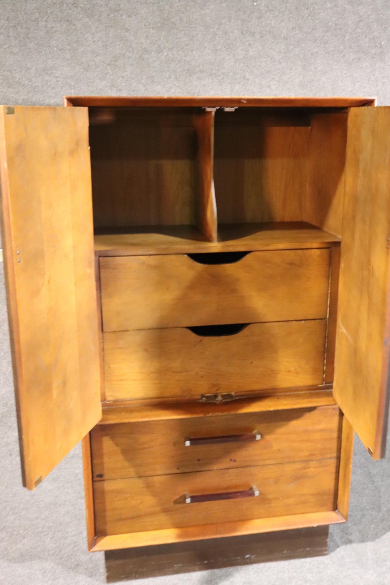 MidCentury Modern Walnut and Rosewood Tall Dresser Chiffonier, circa