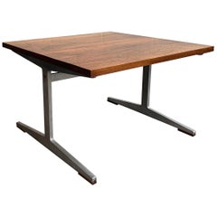 Mid-Century Modern Walnut and Steel Coffee Table