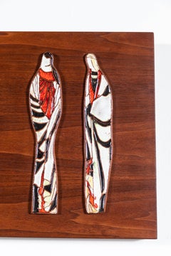 Mid-Century Modern Walnut and Tile Clock by Harris Strong