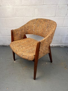 Mid-Century Modern Walnut and Tweed Chair