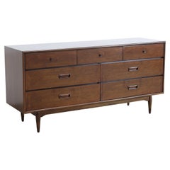 Mid-Century Modern Walnut Andre Bus Dovetail Credenza/Chest Of Drawers