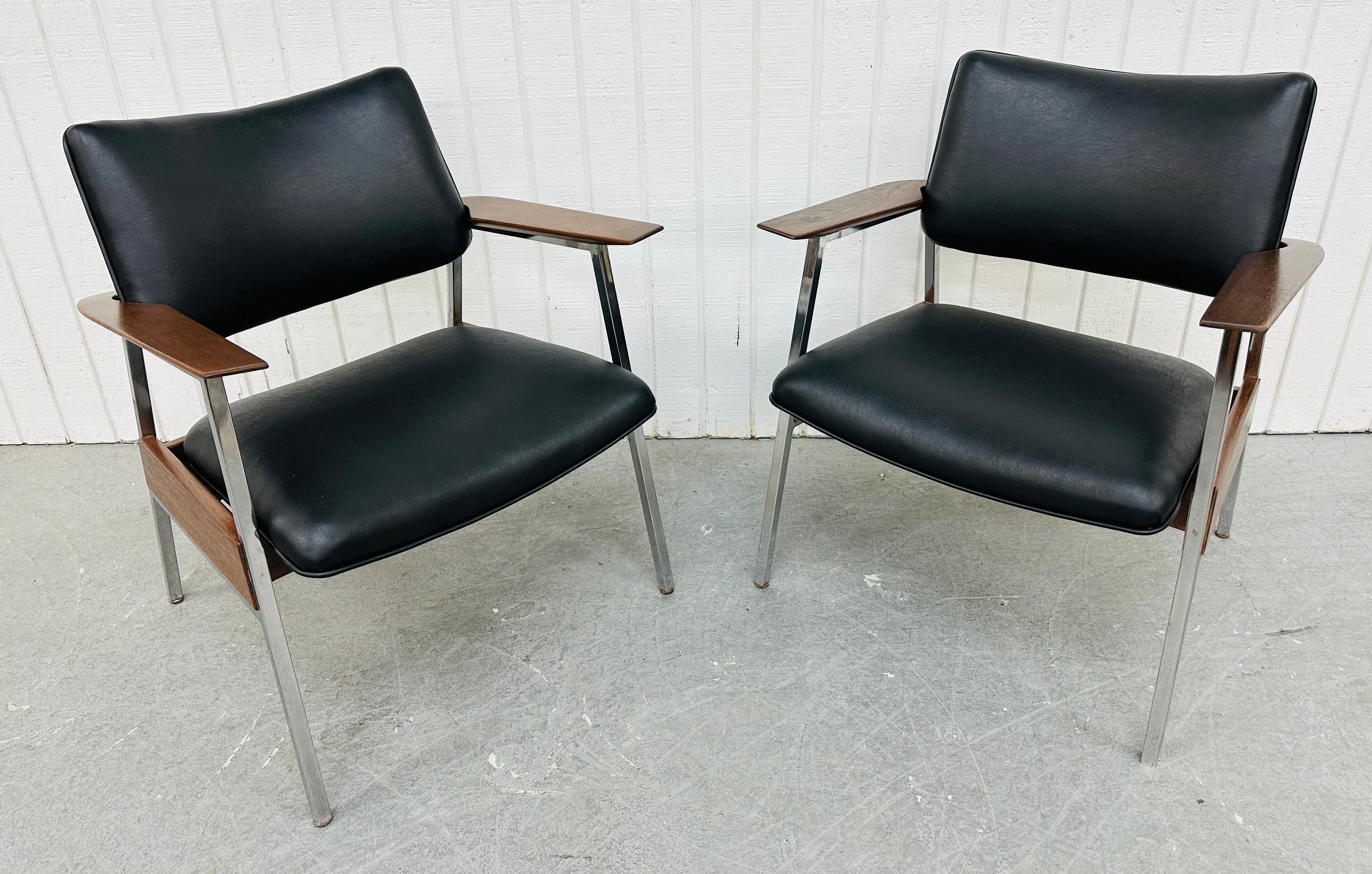 American Mid-Century Modern Walnut Arm Chairs - Set of 2
