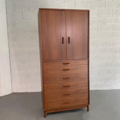 Mid-Century Modern Walnut Armoire Gentlemans Chest