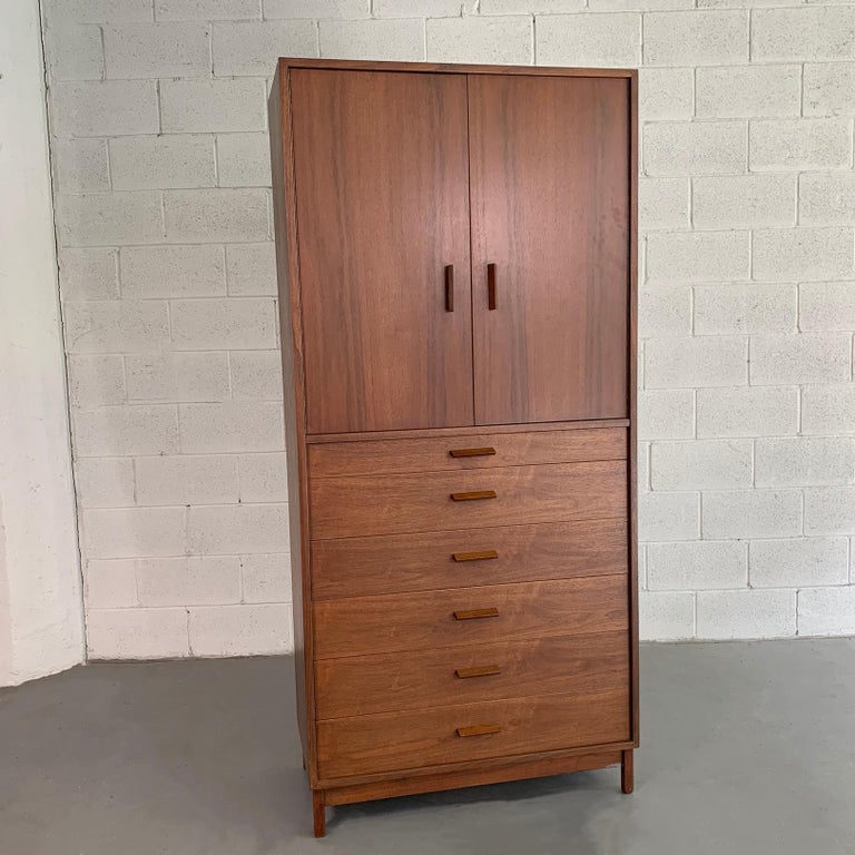 MidCentury Modern Walnut Armoire Gentlemans Chest at 1stDibs