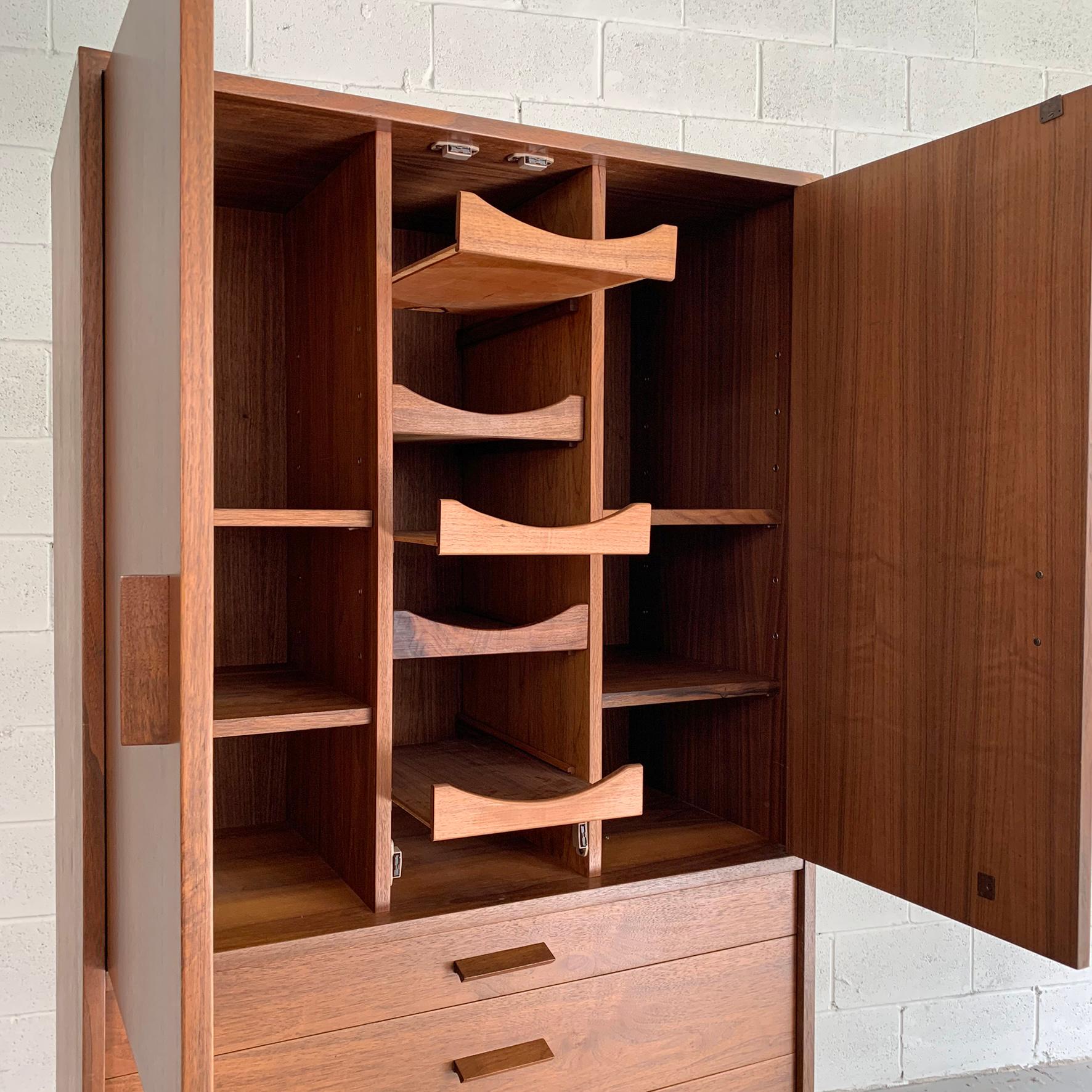 MidCentury Modern Walnut Armoire Gentlemans Chest at 1stDibs