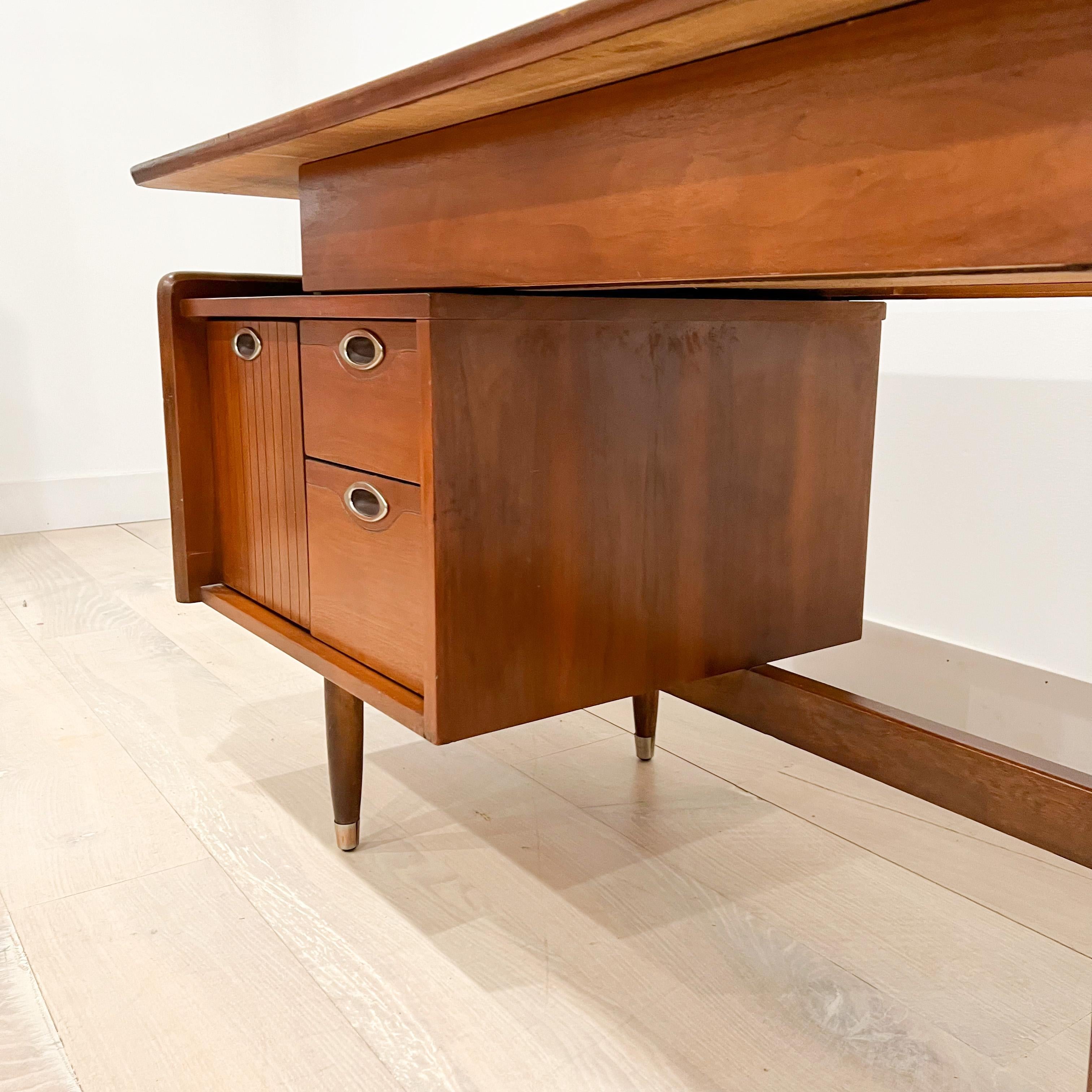 Mid Century Modern Walnut Asymmetrical Desk by “Mainline” for Hooker  5