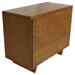Mid-Century Modern Walnut Bachelor Three-Drawer Chest or Dresser MINT