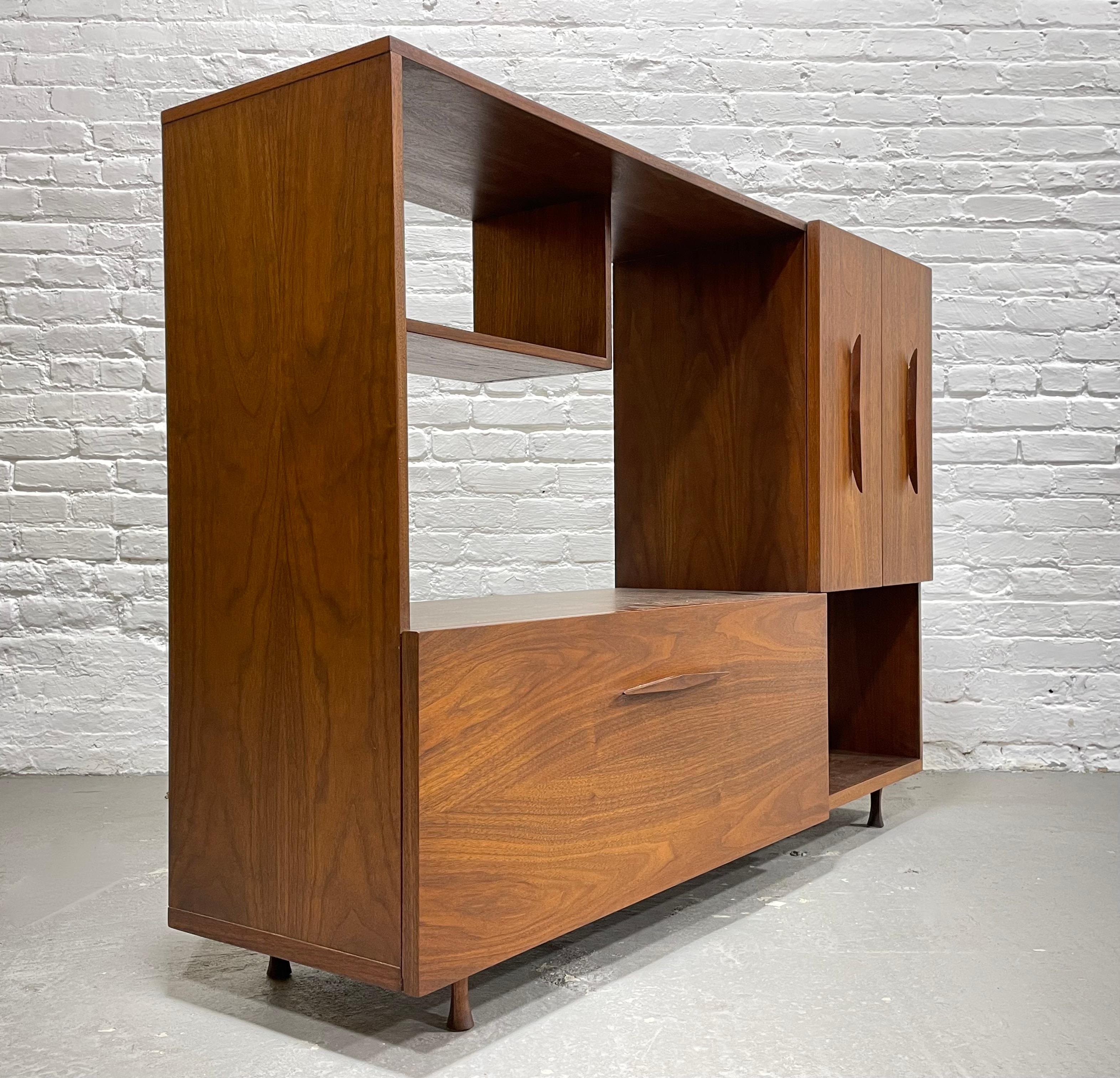 Mid Century Modern Walnut BAR / Bookcase Cabinet, c. 1960's 5