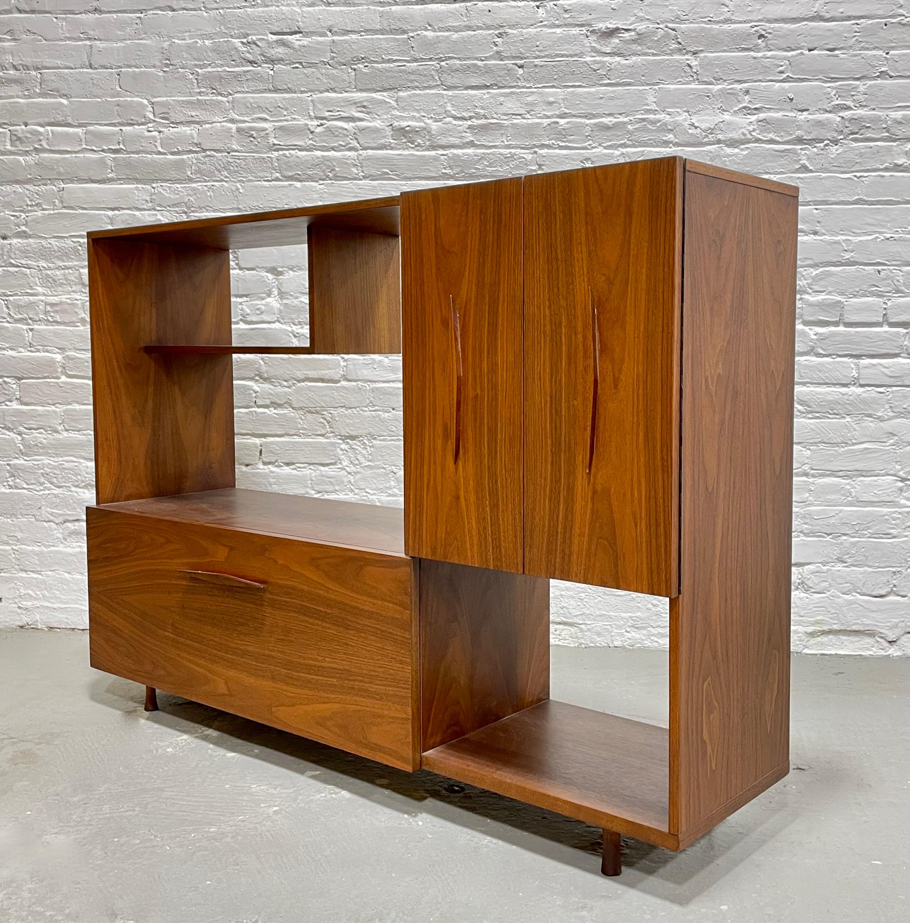 Mid Century Modern Walnut BAR / Bookcase Cabinet, c. 1960's 6