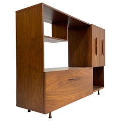 Vintage Mid Century Modern Walnut BAR / Bookcase Cabinet, c. 1960's