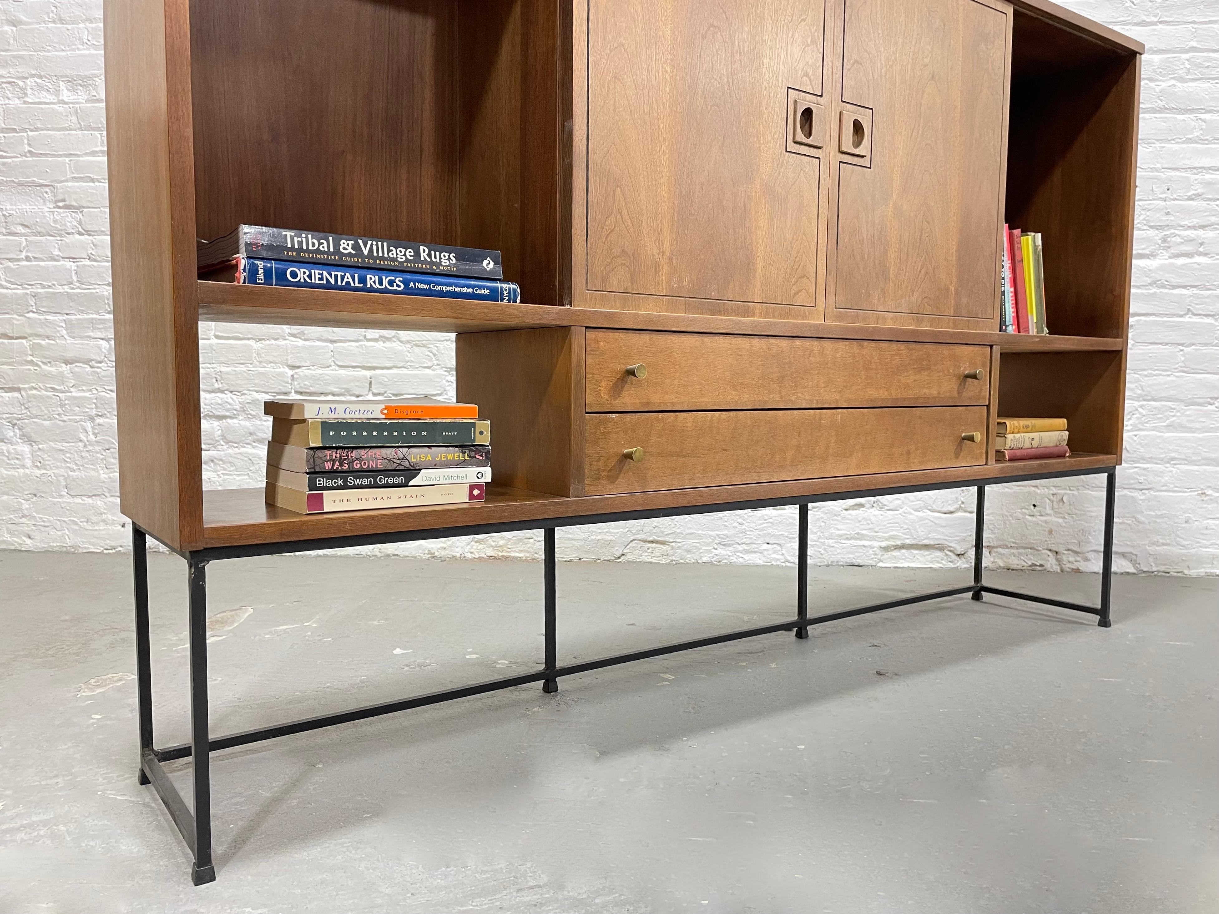 Mid Century MODERN Walnut BAR / BOOKCASE Room Divider by Stanley Furniture Co. For Sale 4