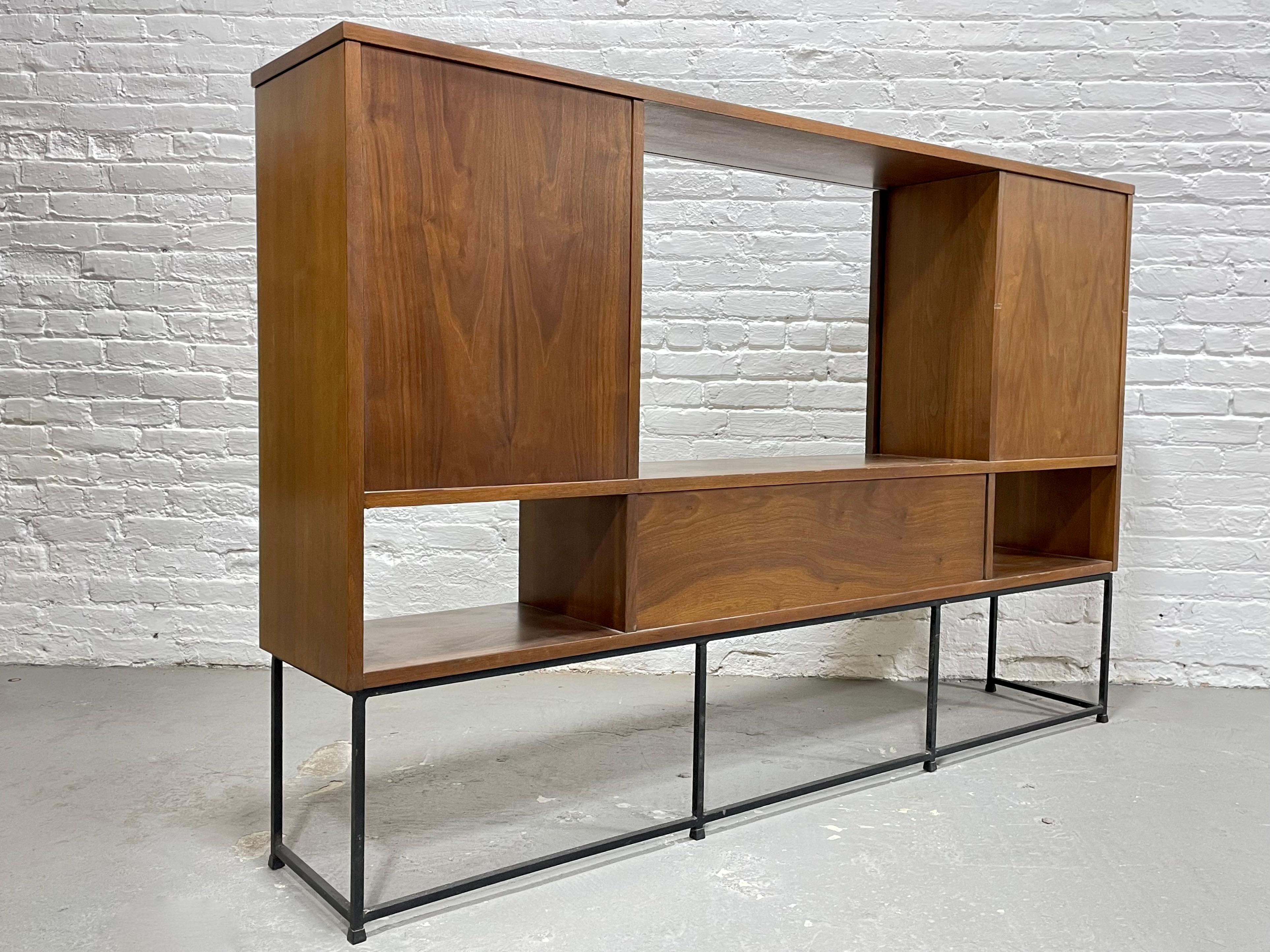 Mid Century MODERN Walnut BAR / BOOKCASE Room Divider by Stanley Furniture Co. In Good Condition For Sale In Weehawken, NJ