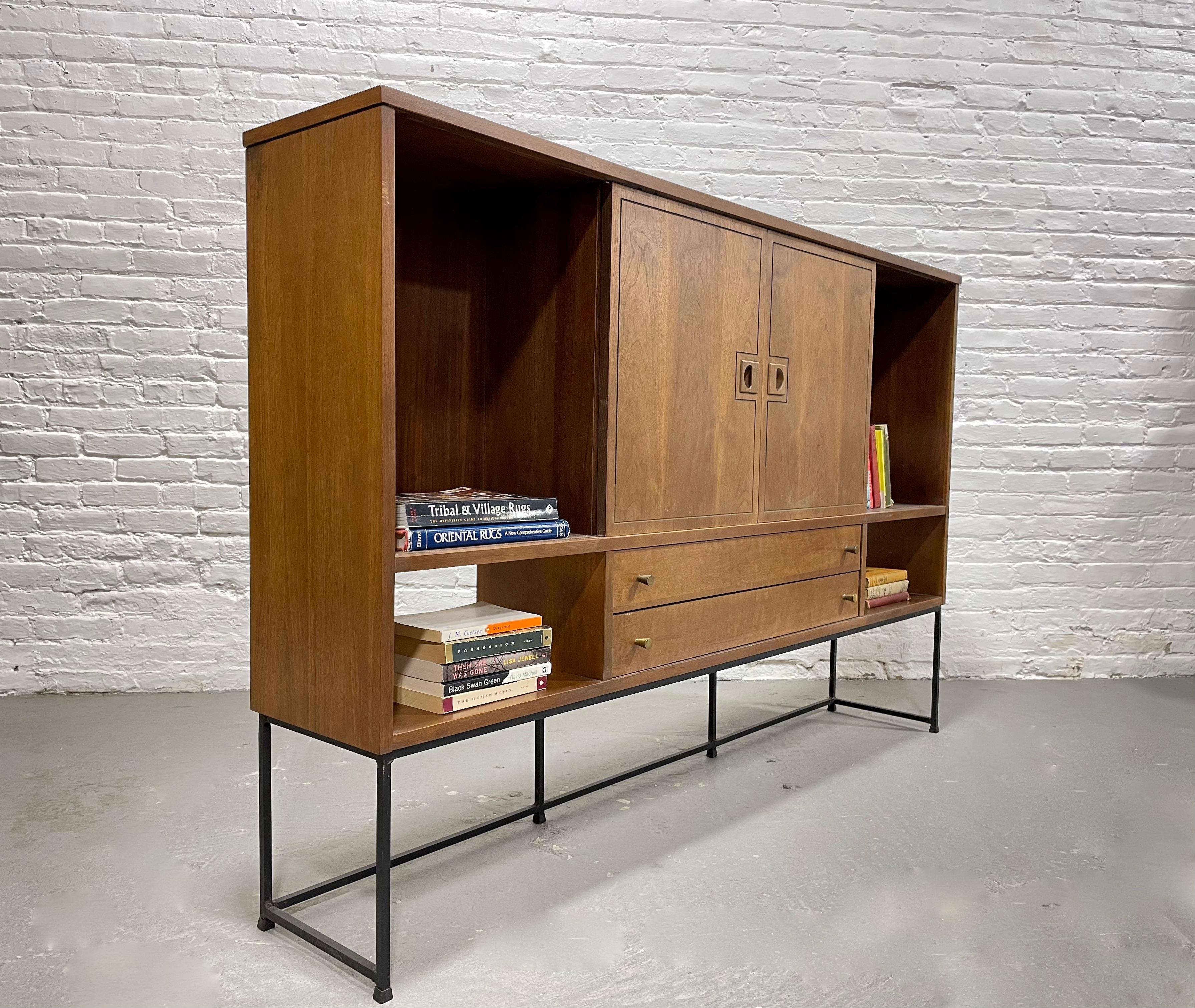 Mid Century MODERN Walnut BAR / BOOKCASE Room Divider by Stanley Furniture Co. For Sale 2