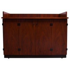 Used Mid-Century Modern Walnut Bar Cart / Cabinet on Casters by Milo Baughman