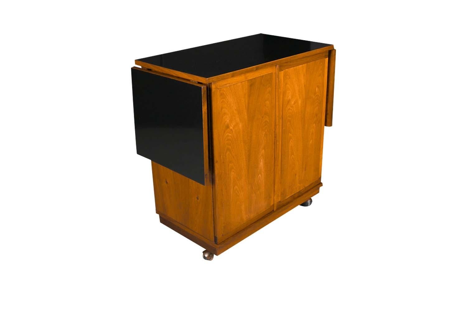 Mid-Century Modern Walnut Bar Serving Cart Founders Furniture Jack Cartwright  5