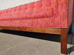 Mid Century Modern Walnut Base Tufted Sofa