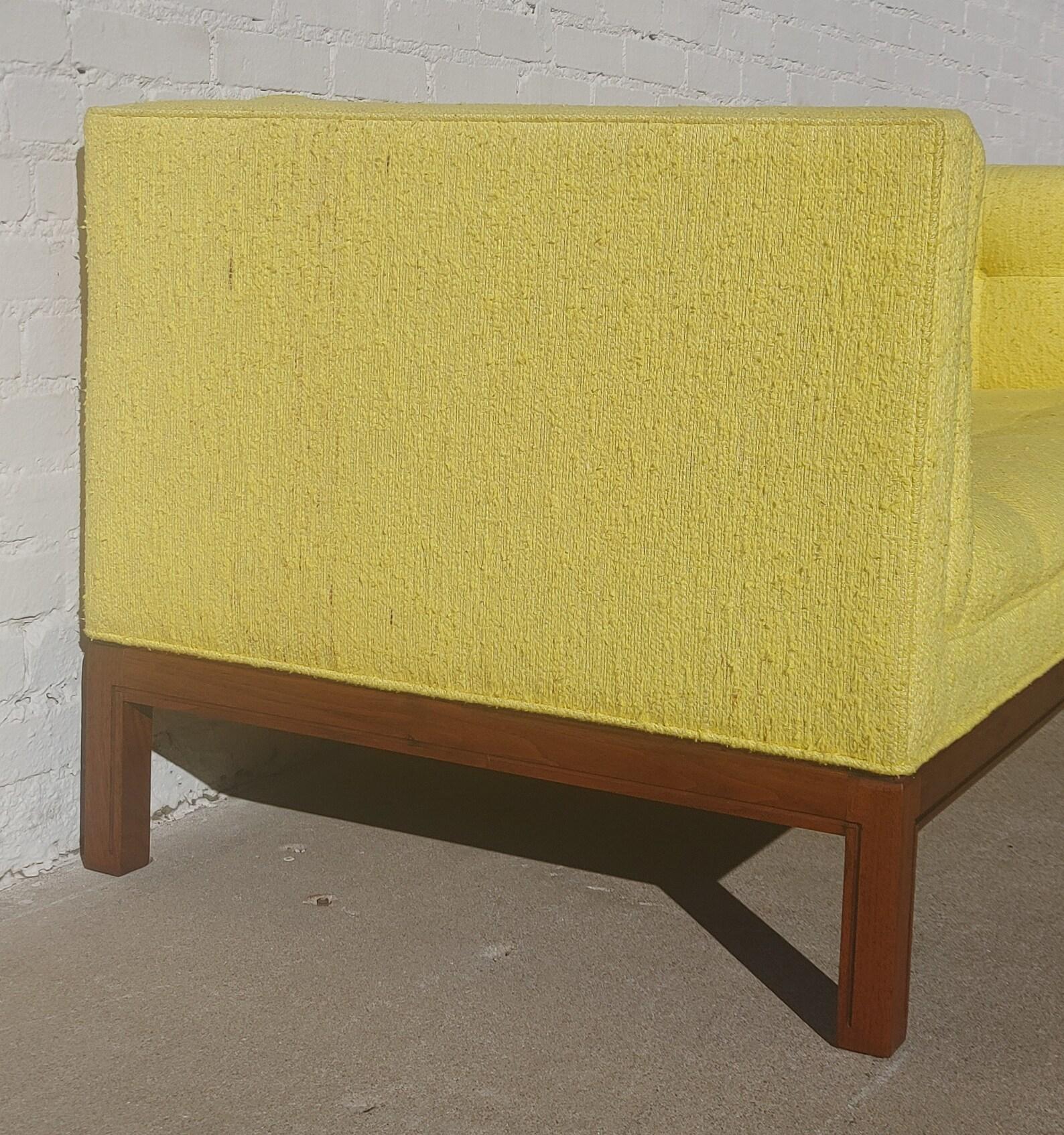 Mid-Century Modern Mid Century Modern Walnut Base Tufted Sofa For Sale