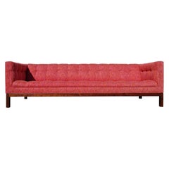 Mid Century Modern Walnut Base Tufted Sofa
