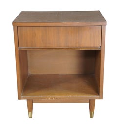 Mid Century Modern Walnut Bedside Table Nightstand Side End Table Drawer MCM