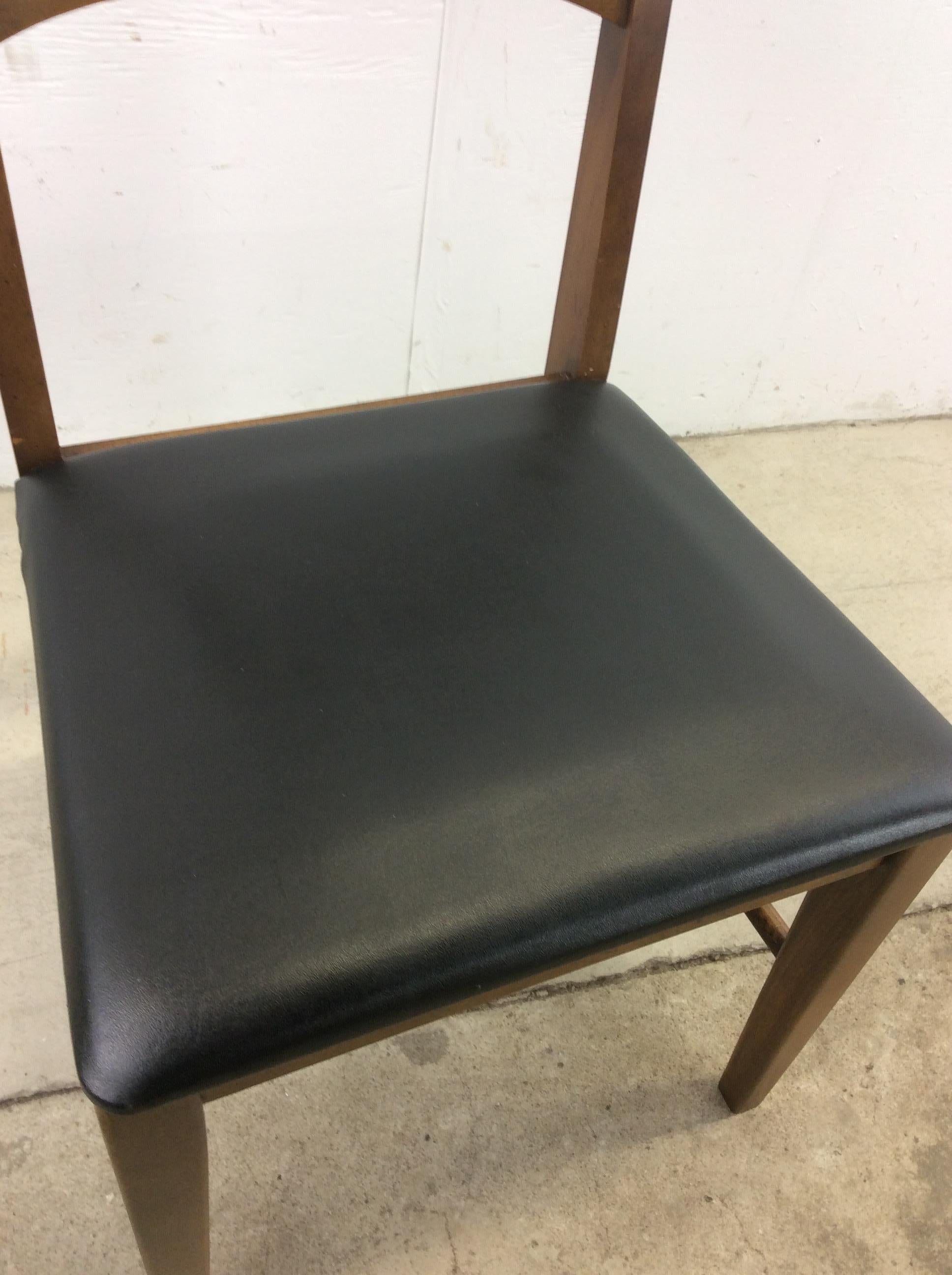 Mid Century Modern Walnut & Black Vinyl Side Chair For Sale 8