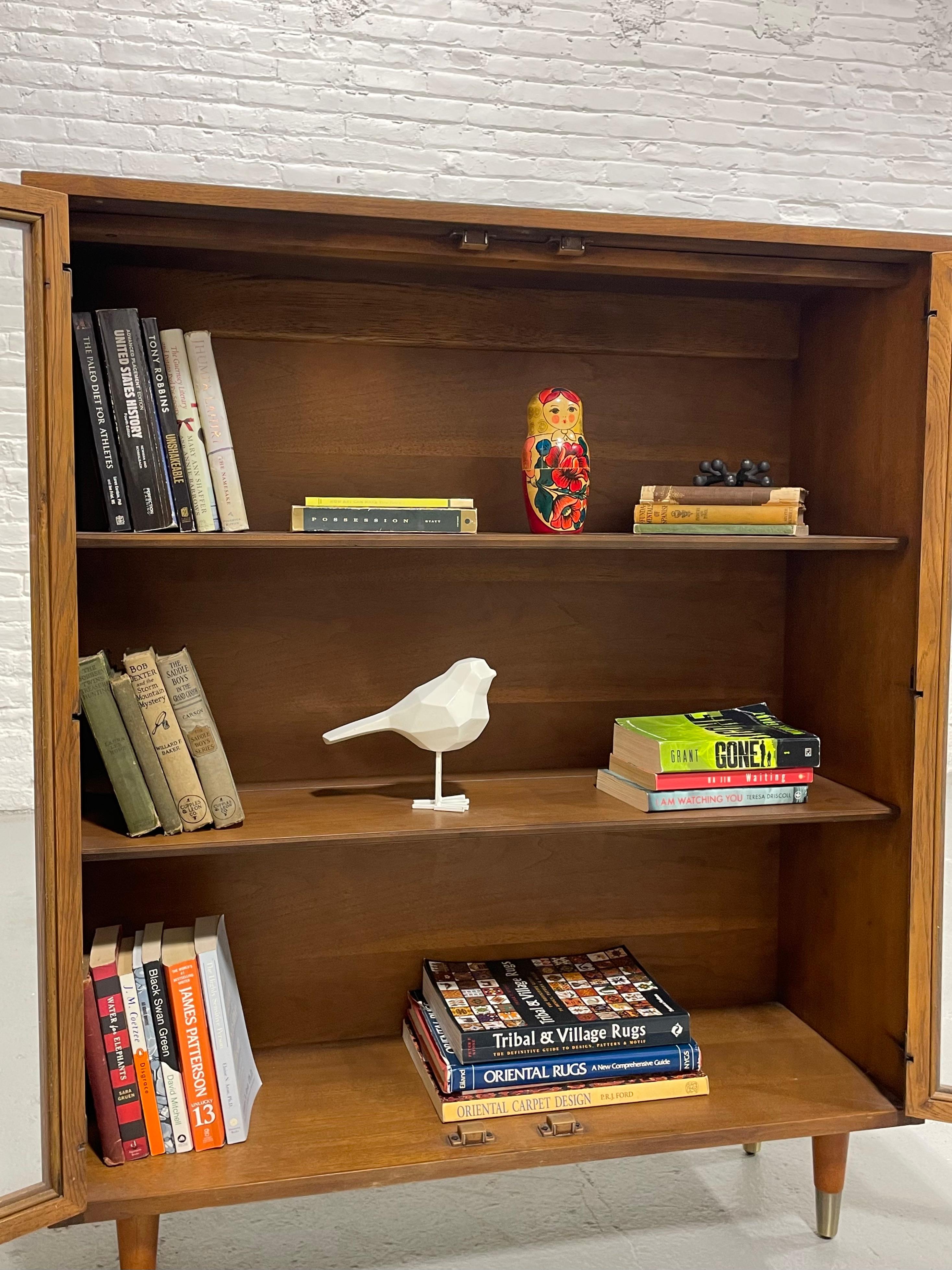 Glass Mid Century Modern WALNUT BOOKCASE / China Cabinet, c. 1960’s