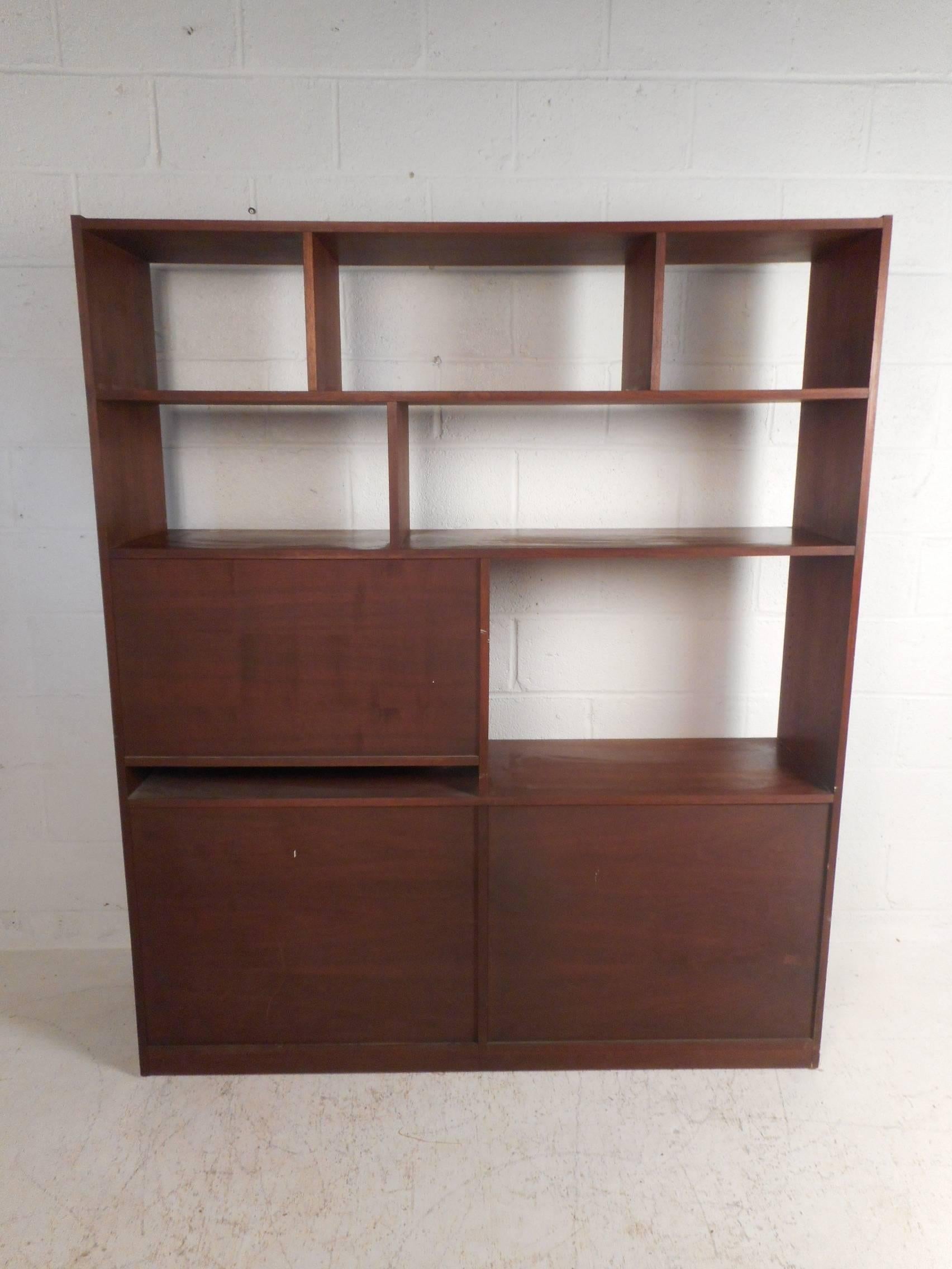 mid century modern bookcase room divider