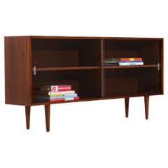 Mid-Century Modern Walnut Bookcase with Glass Doors
