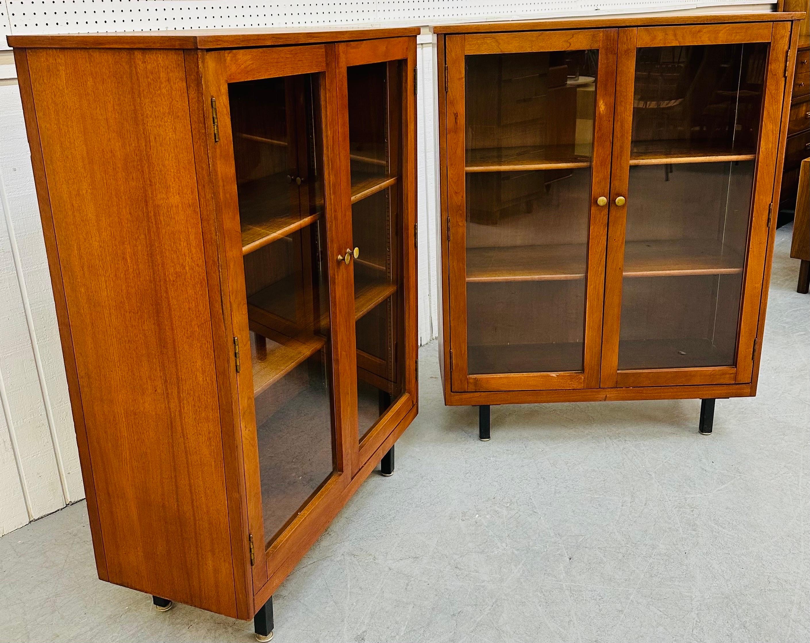 American Mid-Century Modern Walnut Bookcases, Set of 2