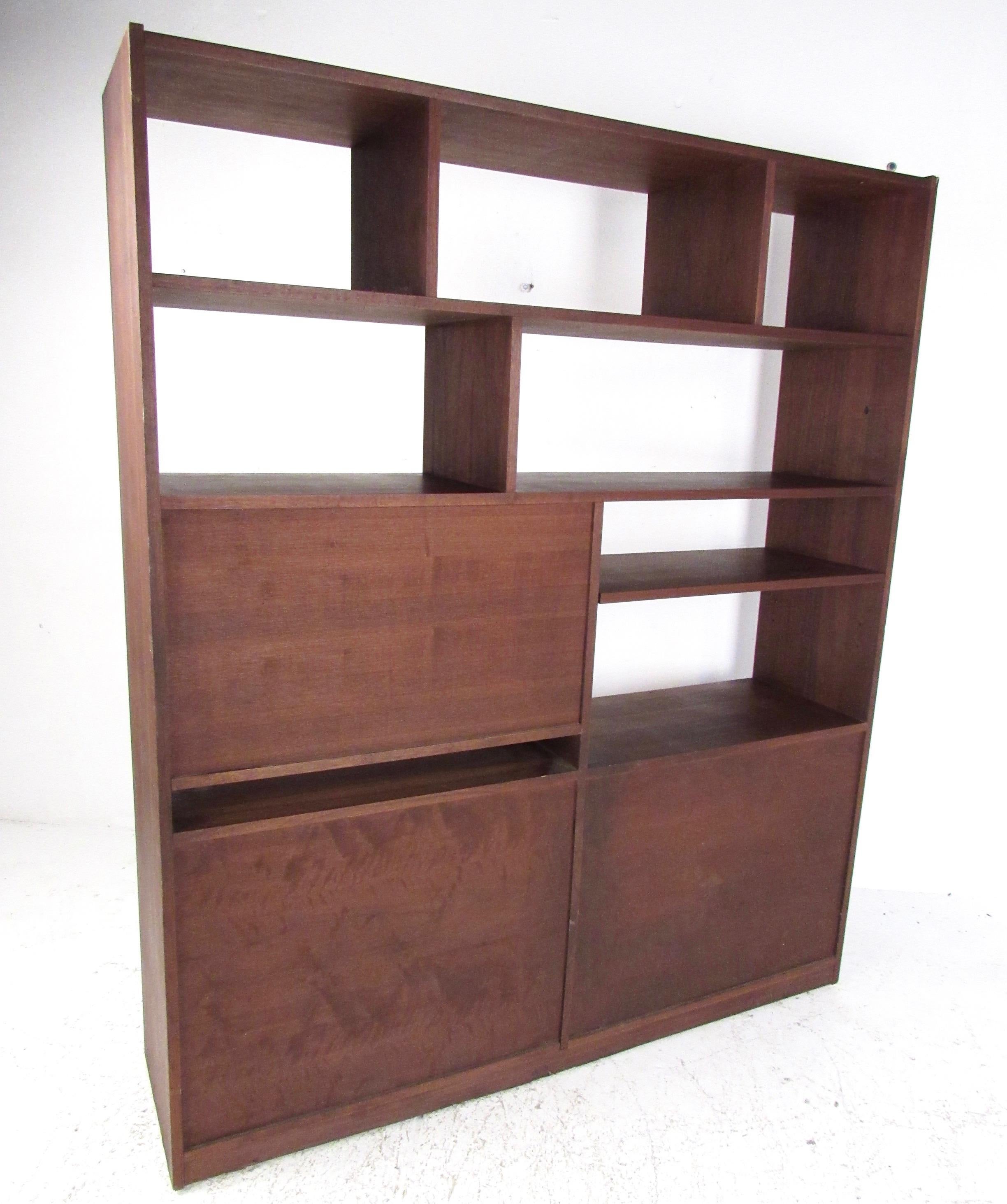 mid century modern walnut bookcase