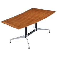 Used Mid-Century Modern Walnut Boomerang Desk with Eames Herman Miller Base