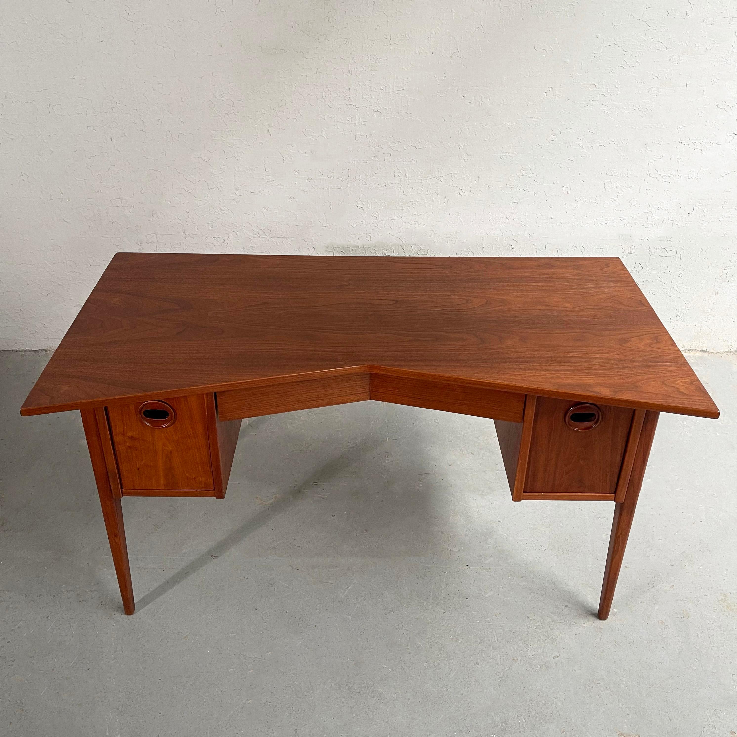 American Mid-Century Modern Walnut Bowtie Desk