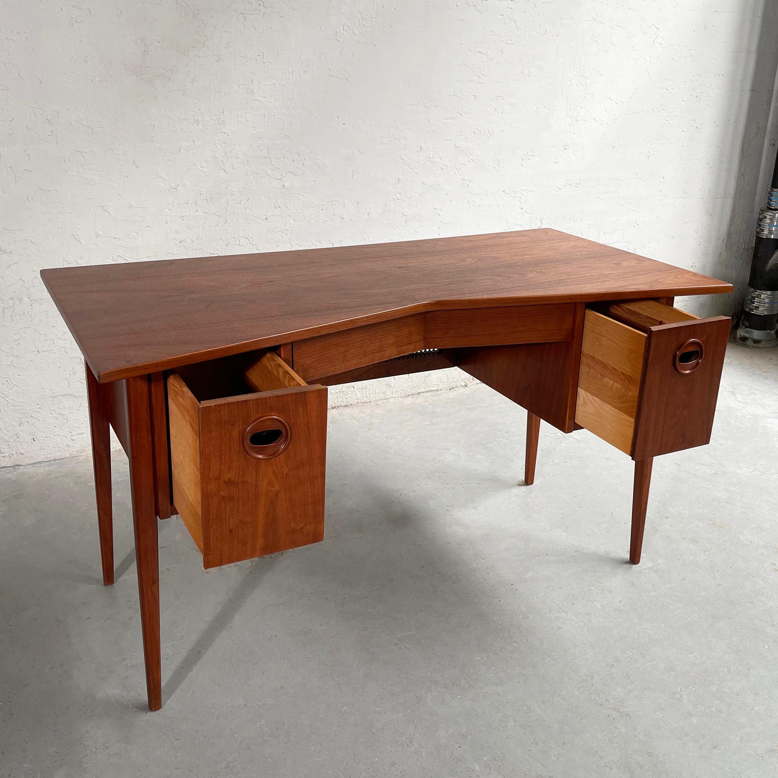 Mid-Century Modern Walnut Bowtie Desk 4