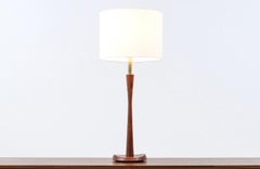 Expertly Restored -Mid-Century Modern Walnut & Brass Accent Table Lamp by Laurel