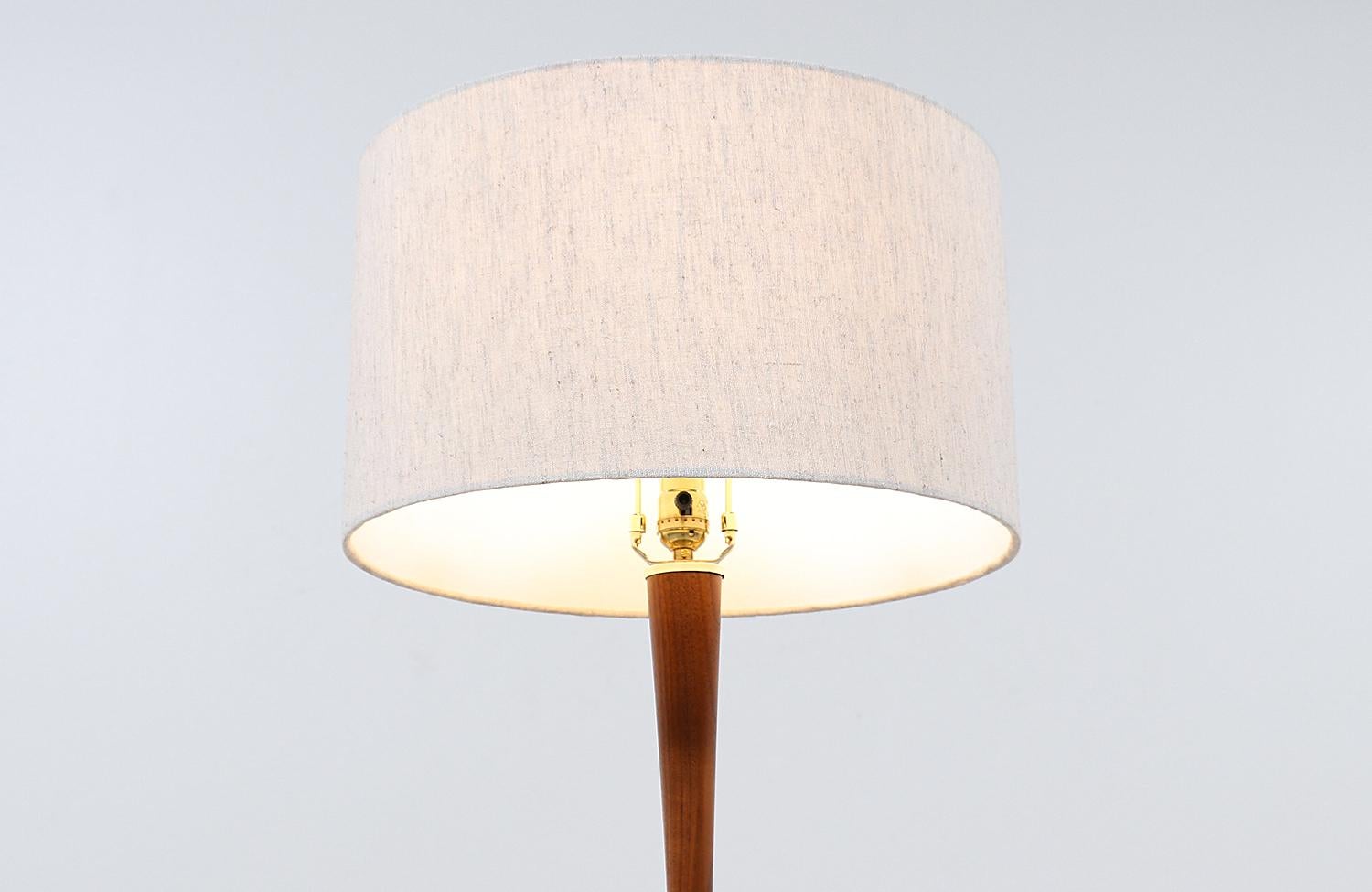 Mid-20th Century Mid-Century Modern Walnut & Brass Accent Table Lamps by Laurel