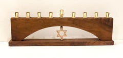 Mid-Century Modern Walnut and Brass Menorah Attributed to Paul Evans