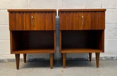 Mid-Century Modern Walnut & Brass Nightstands by Young Manufacturing