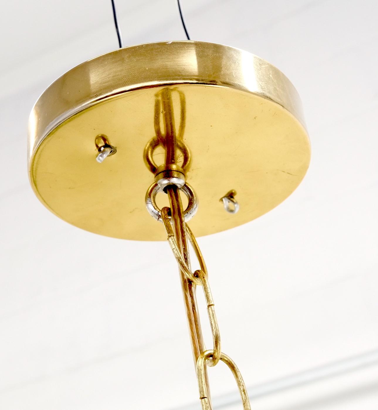 Mid-Century Modern Walnut Brass Smoked Glass 8 Candles Light Fixture For Sale 3