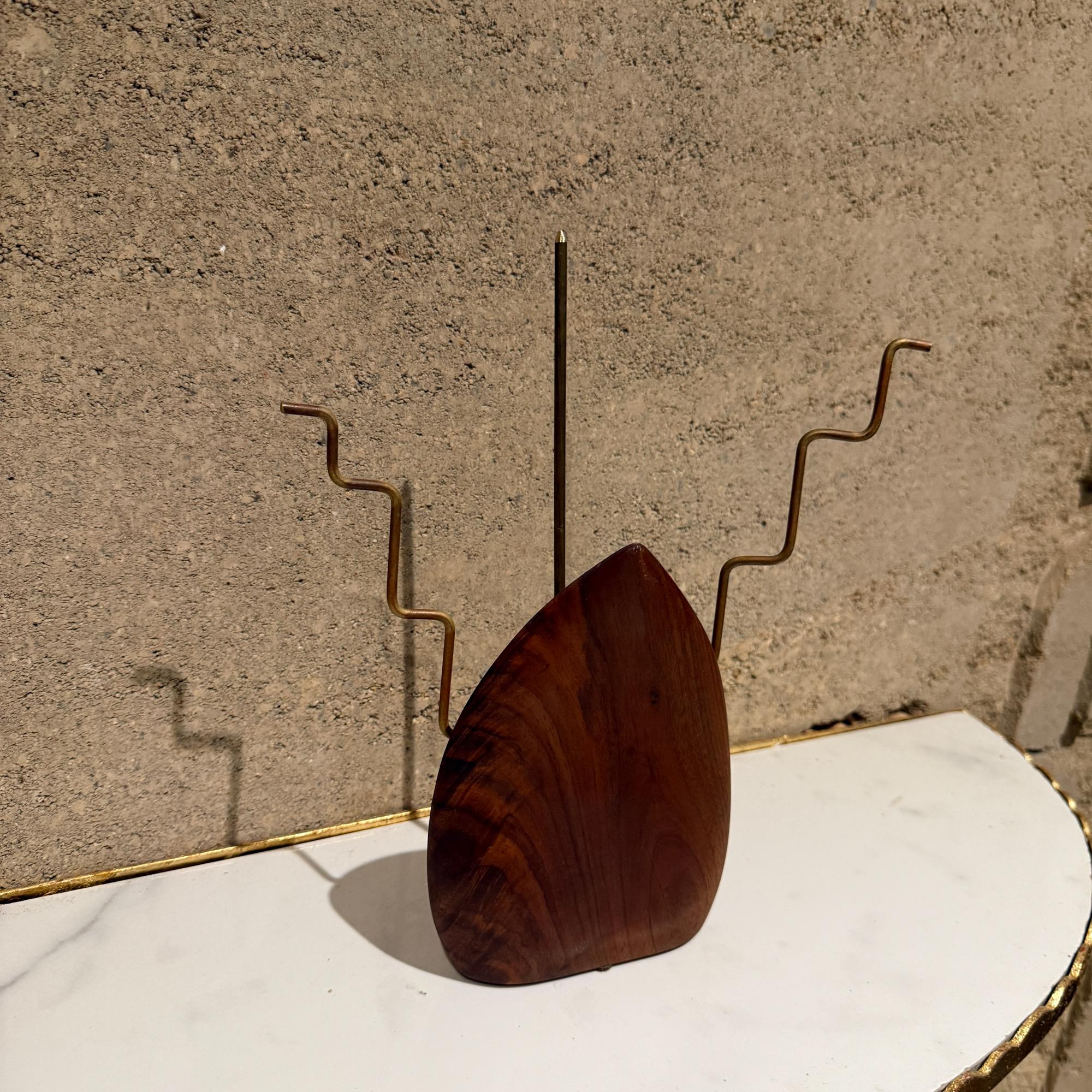 Mid Century Modern Walnut Brass Table Sculpture Signed G e Redfield For Sale 4